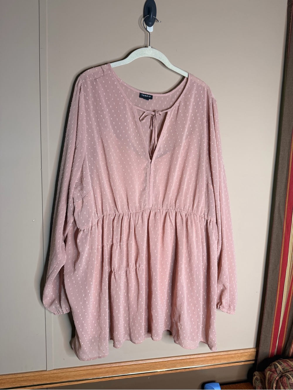 torrid Dusty Pink Swiss Dot Peasant Blouse
